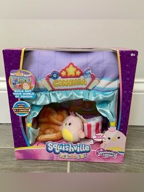 Squishville Squishmallows Cinema Movies Set Harmony Swan Pretzel Chair Popcorn